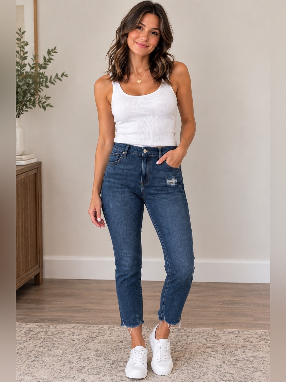 Express Dark Blue Distressed Cropped Ankle Jeans